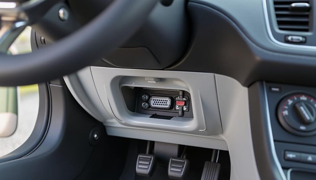 découvrez comment localiser et accéder facilement à la prise obd de votre peugeot 308, située sous le volant, pour un diagnostic rapide et efficace.